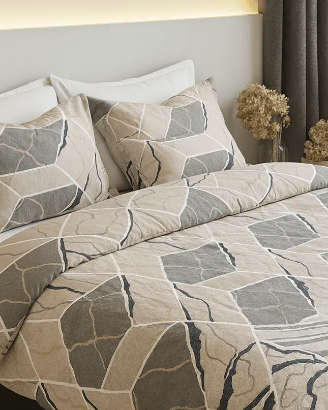 🧾 Housse de couette en polycoton renforcé | Graphique & contemporaine140x200MaisonTextile