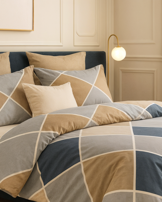 Parure de lit en percale de coton 100 fils - Douce & respirante