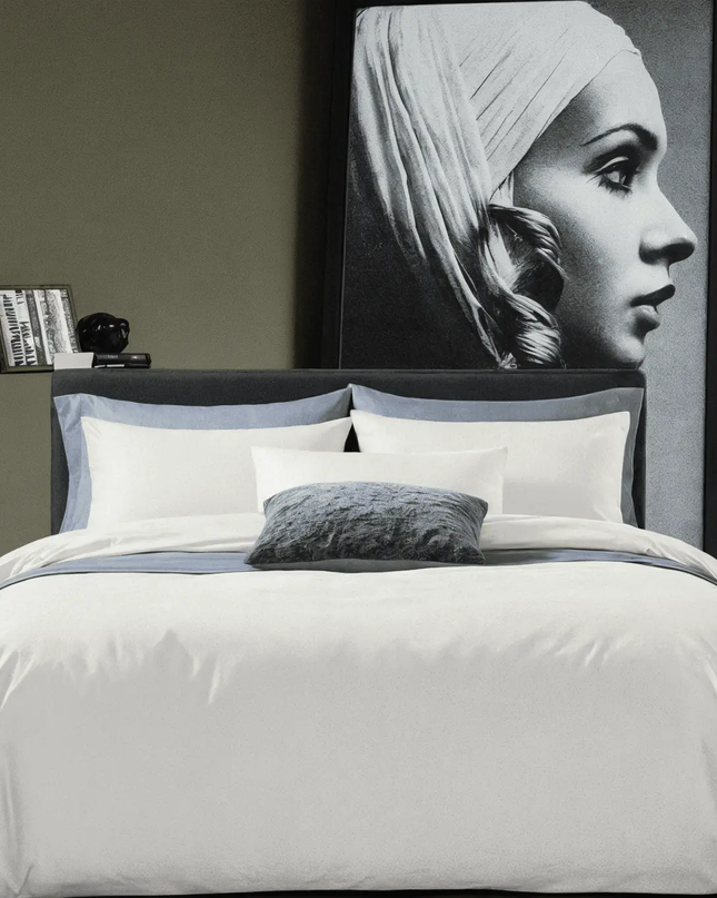 Parure de lit blanc en percale de coton | Douce & respirante - MaisonTextile